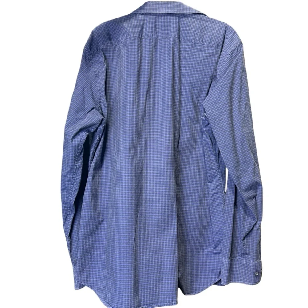 Banana Republic Men's Navy Checkered Button Down Shirt
